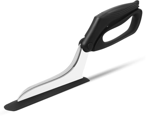 Frepxzlk Pizzaschere, Pizzaschneider Schere mit festem Boden und komfortablem Griff, lebensmittelechte Edelstahlklingen, scharfe Schneidklingen, Schwarz