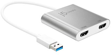 j5create USB auf HDMI Adapter | USB 3.0 auf Dual HDMI Konverter für Zwei Monitore | 4K Ultra HD | für Microsoft 7, 8.1, 10/Mac OS X v10.6 und höher (JUA365)