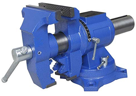 KATSU Heavy Duty Werkbank-Schraubstock 4 Zoll (100mm), Multifunktionaler Schraubstock mit 360° Schwenkbase für Werkbänke, Tische und Werkstätten, 402364