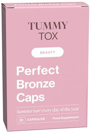 TummyTox Perfect Bronze Caps. Selbstbräuner, Bräunungskapseln | 30 Kapseln für 30 Tage mit Beta-Carotin, Hyaluronsäure, Lycopin, Kupfer, Selen und Vitamine. Vegane, Glutenfrei.