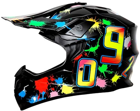 Downhill Motorradhelm Kinder, ECE22.06 Zertifiziert, Jugend Motorradhelme, MTB Helm Fullface Kinder, Motocross Helm Crosshelm Motorrad ATV MTB Dirt Bike Enduro Quad Helm(M)