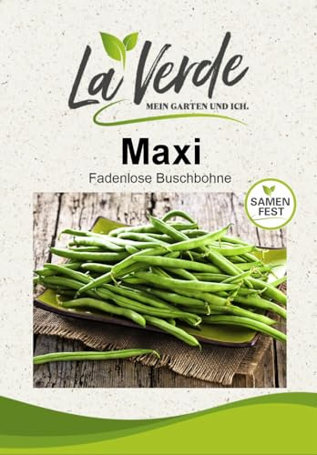 La Verde MEIN GARTEN UND ICH. Maxi Bohnensamen für ca. 80 Pflanzen, fadenlose Buschbohne, sehr ertragreich, Saatgut ohne Gentechnik