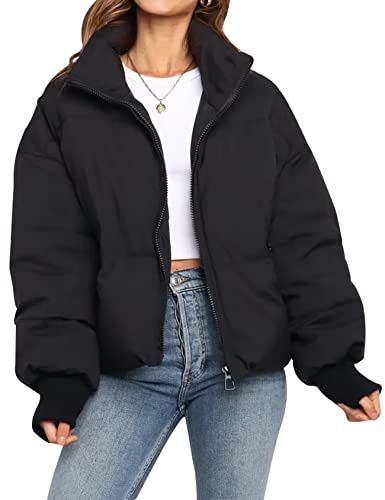 Gihuo Winter-Pufferjacke für Damen, kurz geschnittene, warme Steppjacke