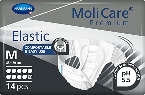 MoliCare premium Elastic Inkontinenzslips – 10 Tropfen | Hochsaugfähige Einwegwindeln für Männer und Frauen mit sehr schwerer Inkontinenz für die Nacht | Größe M | 14 Stück