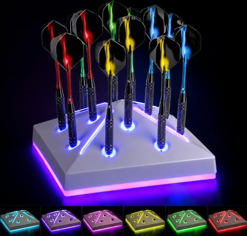 Aukuoy Darthalter Ständer 12 Darts Display, RGB Dart Base Station, Professionelles Dart Holder Dartzubehör