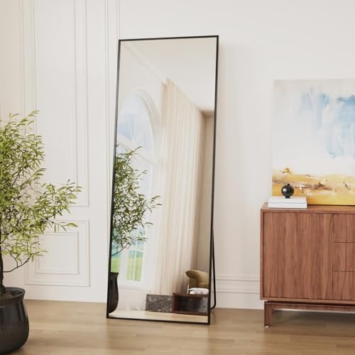 Vortisys Ganzkörperspiegel, 161 x 52 cm Spiegel groß, Rahmen aus Aluminiumlegierung, Hartglas, Rechteckiger Standspiegel für Schlafzimmer, Wohnzimmer, Ankleidezimmer