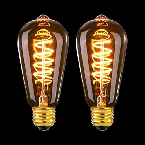 MLOQI 2 Stück E27 LED Vintage Glühbirne, 6W, 2700K, Retro Warmweiss Dimmbar LED Edison Lampen, Leuchtmittel E27
