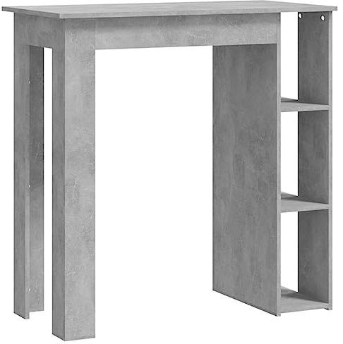 vidaXL Bartisch mit Regal Bartresen Stehtisch Tresentisch Bistrotisch Küchentisch Loungetisch Tisch Betongrau 102x50x103,5cm Holzwerkstoff
