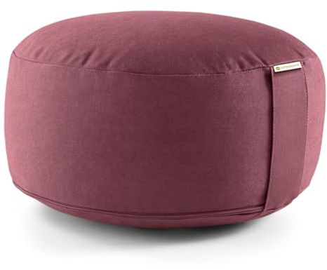 Lotuscrafts® Meditationskissen mit 15 cm Sitzhöhe, Yoga Kissen mit Dinkelfüllung, Yogakissen Rund, Bodenkissen Rund, Yogakissen Meditationskissen, Yogakissen Bezug waschbar, GOTS Zertifiziert