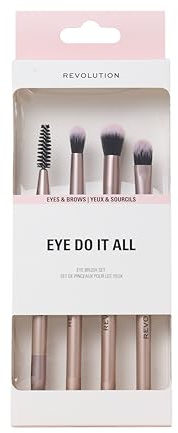 Revolution Eye Do It All Brush Set, 4-teiliges Augenpinsel-Set, synthetische Borsten für Lidschatten, Eyeliner & Verblendung, vegan