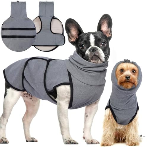 Hjyokuso Hundepullover Mit Beruhigender Kapuze und Ohrenschutz, Hundemantel Für Kleine Mittelgroße Grosse Hunde, Beruhigungsweste Für Hunde, Hundemantel Für ängstliche Hunde,Hunde-Angstjacke