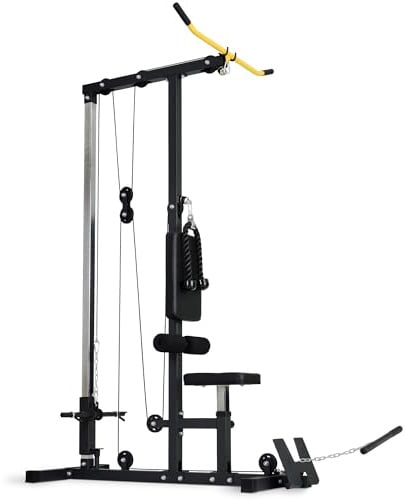 Ultrasport Latzugstation Kabelzugstation I Seilzug Fitness Gerät für Zuhause mit Latzugstange, Trizepsseil und Bizepsstange bis 100 KG I Latzug, Kabelzug, Latzugturm, Kabelturm für LAT Pulldown