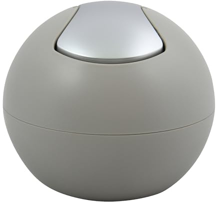 Spirella Kosmetikeimer 1 Liter Abfalleimer Schwingdeckeleimer Tischabfalleimer Bowl matt, Kunststoff, Taupe Mat