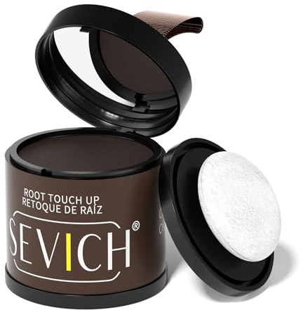 Sevich Ansatzpuder 10g, Kaschiert Sofort Haarausfall, Haarschattenauffüller Für Frauen & Männer, Dünner Werdendes Graues Haar, 48h Makeup-Haltbarkeit, 1 Box = 2.5 Boxen, Dunkelbraun