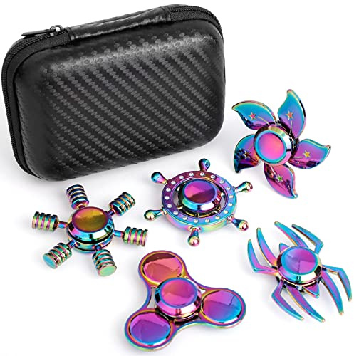 Anzmtosn Cooles Fidget-Spinner-Spielzeug aus Metall für Kinder und Erwachsene, Kleiner Finger-Hand-Spinner, Gadget, Schreibtisch-Spielzeug, Kreisel, Fokus, Partygeschenke, Strumpffüller, Fidget-Pack,