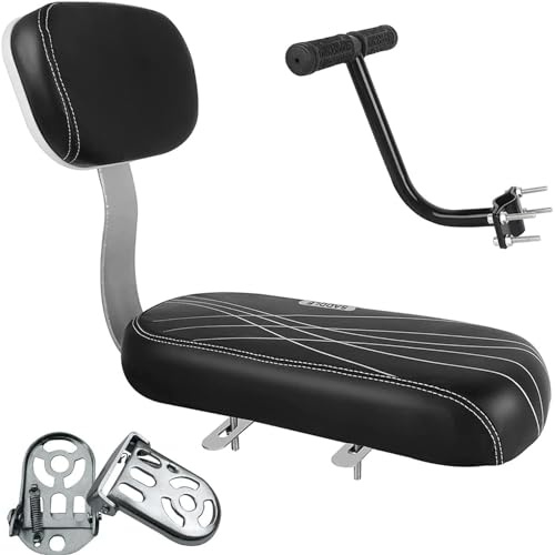 alouweekuky Fahrradsitz Kinder Hinten, Fahrradrücksitz Set, Kindersitz Fahrrad Polstersattel mit Rückenlehne, Armlehne, Fußstütze für Kleinkinder, Kinder, für Befestigung am Gepäckträger