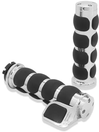 POFET 1 Chrom Billet Aluminium Komfortable Handgriffe Gasassistent Cruise Assist Handgelenk,Motocross Grip,Universal Vintage Motorradlenker,Motorrad Griffe - Schwarz