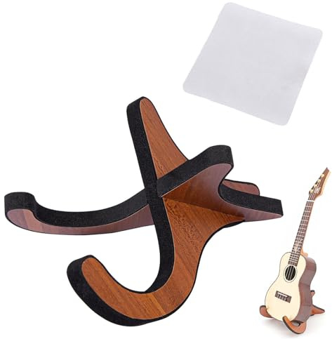 Ukulele Ständer,Gitarrenständer Holz,Gitarrenständer,Faltbarer X-förmiges Gestell,Mandolinenständer,Mit Reinigungstuch,für Ukulele,Mandoline,Violine,kleine Gitarre