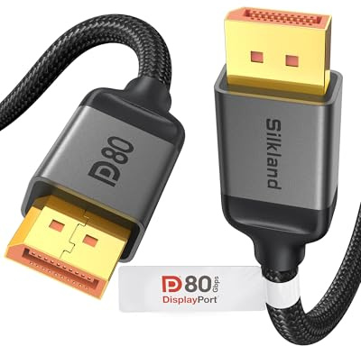 Silkland DisplayPort Kabel 2.1 80Gbps, VESA Certified, HDR, DP Kabel 1.5M | 16K@60Hz, 8K@240Hz, 4K@540Hz 480Hz 360Hz 240Hz, DP zu DP Kabel, DP80, DSC, HDR, FreeSync G-Sync, Monitor, 5090, 9070 XT, PC