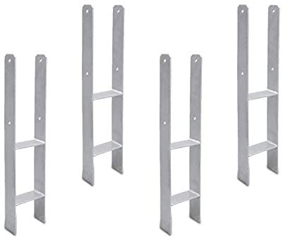 Sonelt 4 Stück H-anker Pfostenanker H-Pfostenträger Pfosten Stahlträger Träger Anker h anker Pfostenträger (4 Stück 91mm), Silber