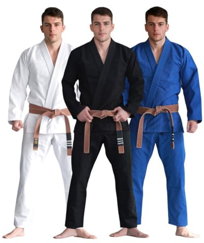 FLUORY BJJ Gi für Herren Brazilian Jiu Jitsu Suit Kimonos BJJ Uniform, Schwarz, A2
