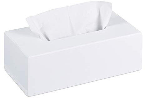 Relaxdays Tücherbox Bambus, Taschentuchbox mit Schiebeboden, Tissue Box für Taschentücher, HxBxT: 7,5 x 24 x 12 cm, weiß
