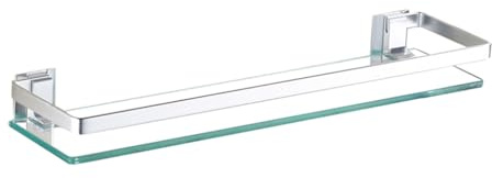 Mgchowue Glas Bad-Regal, Glasablage Wandregal 60 80cm Badezimmer Regal Badablage Ablageregal - mit Reling aus Chrom & 8mm Hartglas Badregal