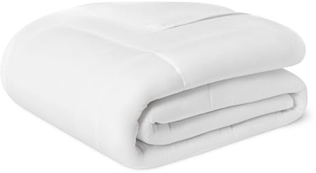 Amazon Basics Bettdecke Ganzjahr 300 GSM - Hypoallergene Steppdecke mit Daunenalternative Füllung, 135 x 200 cm, Weiß
