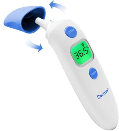 Berrcom Stirn-und Ohrthermometer Fieberthermometer Digitales Ohrthermometer Kontaktlos Infrarot Medizinisches Thermometer für Baby, Erwachsen mit Fieberalarm, Speicherfunktion, ℃/°F Schalter
