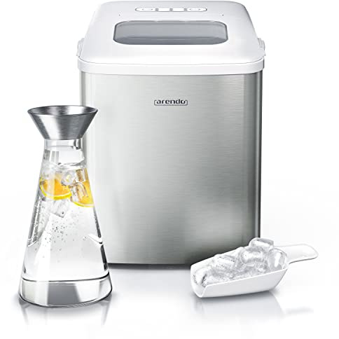 Arendo - Eiswürfelmaschine Edelstahl - Eiswürfelbereiter Edelstahl - Ice Cube Maker Maschine - Eiswürfelautomat - mit Kühlung - Eiswürfel Größen Klein, Groß - ABS - BPA frei