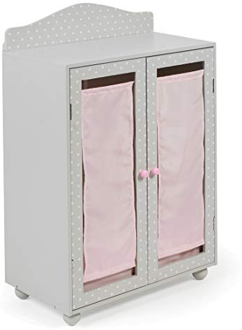 Bayer Chic 2000 524-91 Puppen-Kleiderschrank, Puppenmöbel, Puppenschrank, Puntos Grey, grau