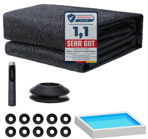 Melko Solarfolie Pool 700x400 cm Poolabdeckung für effiziente Wärmespeicherung Solarplane Ösen Solarabdeckung Schwarz PVC Wärmeplane für Schwimmbäder