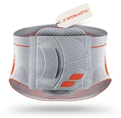 SPORLASTIC VERTEBRADYN SUPREME Rückenbandage tailliert, Platinum/Orange XXL | Rückenstützgürtel, AIR-MATRIX Silikonpelotte, LWS-Orthese, 3D-Flachgestrick, Lendenwirbelstütze, Rumpfbandage, atmungsaktiv