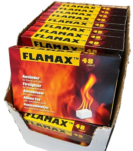 Kohleanzünder 1152x Anzündwürfel, Ofenanzünder Flamax Kaminanzünder + 1x Kühlschrankmagnet, Anzünder für Grill, Kamin, Ofen, Holzofen (24x 48Stück) Kohlenanzünder