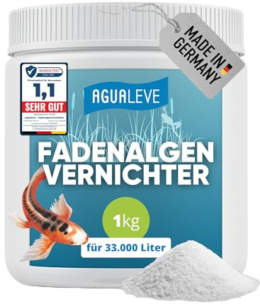 AGUALEVE® Fadenalgenvernichter 1kg *NEU* | extrem effektiv gegen Fadenalgen Dank innovativer Aktivsauerstoff-2.0-Formel | Fisch-, Garten- & Schwimmteiche | Made in Germany | für 33.000l Teichwasser