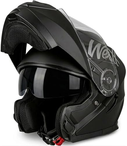 Westt Motorrad Klapphelm mit Sonnenblende & Doppelvisier – ECE 22.06 Zertifiziert – Integralhelm leicht aus ABS/EPS – Bluetooth vorbereitet – herausnehmbares Waschfutter – Motorradhelm Damen & Herren