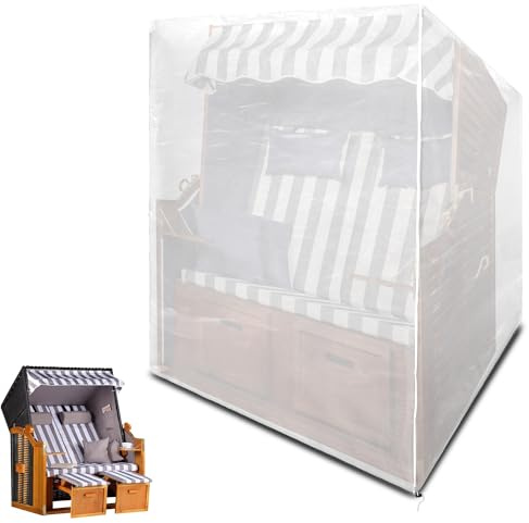 Funshot Strandkorb Schutzhülle Winterfest, 125x90x165/135cm - Strandkorbhülle Winterfest, Strandkorb Abdeckung, Schutzhülle Strandkorb Wasserdicht Winddicht,Outdoor Furniture Cover, Transparent