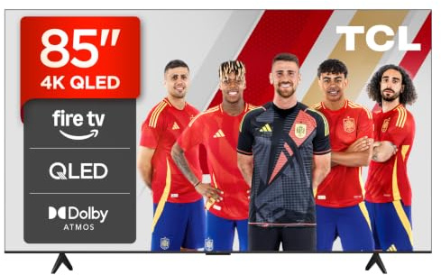 TCL 85T6C 85 Zoll QLED Fernseher, 4K UHD Fire TV, HDR10+, Dolby Vision & Atmos, Smart TV mit Sprachsteuerung mit Alexa, Google Cast & AirPlay 2, Onkyo 2.1 Sound, HDMI 2.1, ALLM