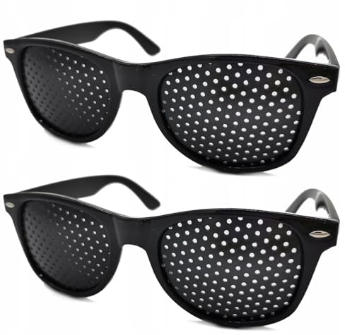 2 Stück Rasterbrille Augentraining,Brille Lochbrille für Augentraining,Pinhole Glasses Multidot Augentrainer,Improvement Correction Vision Gitterbrille Korrekturbrille für Herren Damen Eye Training