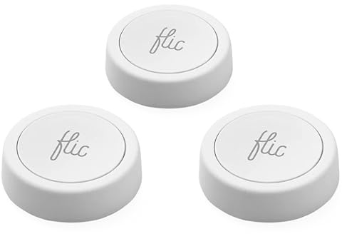 Flic Smart Button Weiß – 3er-Pack: Steuert Licht, Musik & mehr per Drücken, Doppeldrücken, Halten. Kompatibel mit Alexa, HomeKit, Matter. Einrichtung über Flic App, Bluetooth/WLAN nötig.