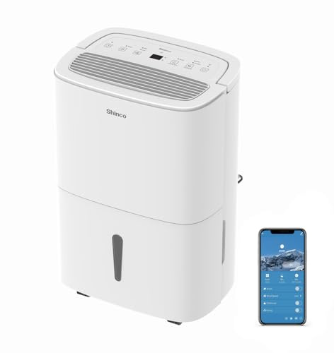 Shinco 50L Wifi elektrisch Luftentfeuchter mit APP&Pump,165m³/55m²,Entfeuchter mit 7L Wassertank,Aktivkohlefilter,Energieeinsparung,Automatischer Neustart,Timer,Ablaufschlauch,Wäschetrocknerfunktion