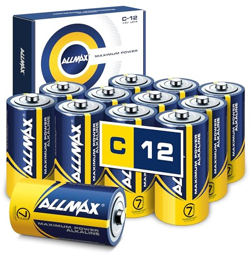Allmax C Baby (LR14) Maximum Power Alkaline Batterien (12 Stück) – Ultra-Langlebigkeit, auslaufsicheres Design, 7 Jahre Haltbarkeit, maximale Leistung (1,5 V)