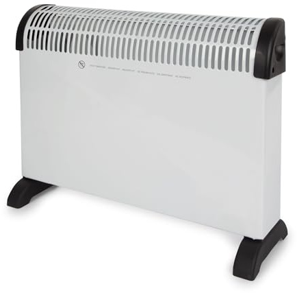 Perel Konvektorheizung 2000W, elektrischer Konvektor mit 3 Heizstufen, Thermostat, IP20 Überhitzungsschutz, freistehend oder Wandmontage für Räume bis 60 m³