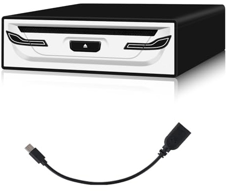 Externer CD/DVD-Player für Auto, Laptop, TV & mehr – Mit USB 2.0, Plug & Play, Anti-Schock-Funktion, Kompatibel mit Smart TVs, Laptops, Tablets (Android 4.4 und höher) – Inkl. USB-Kabel & Halterung