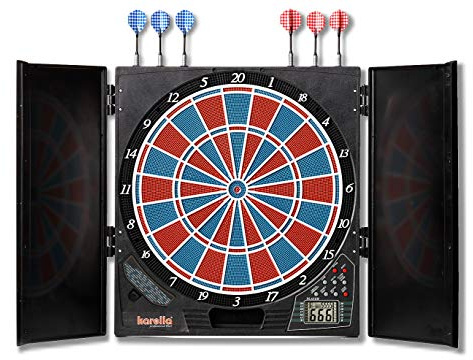 Dartautomat Karella CB-25, Tunierausführung, elektronische Dartscheibe mit 29 Spielen und 90 Varianten, inkl. 6 Softdarts