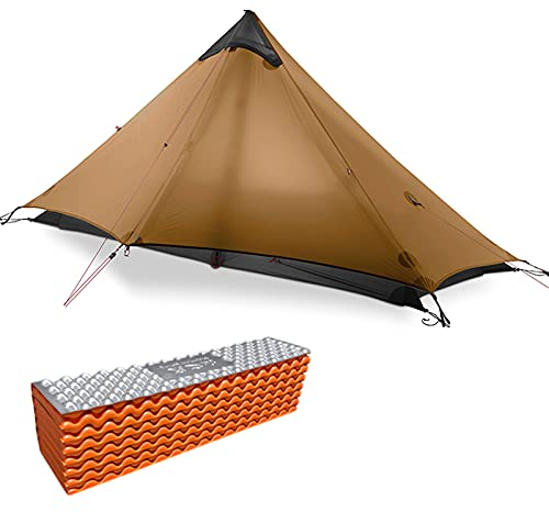 Camping Zelt, Wasserdichtes Outdoor-trekkingzelt für 1 Personen, Shelter Zelt 3 Jahreszeiten 4 Jahreszeiten, Alpenzelt, Firstzelt, Einzelzelt, Winddicht, Regenfest, Wetterfest,Khaki,4 Seasons
