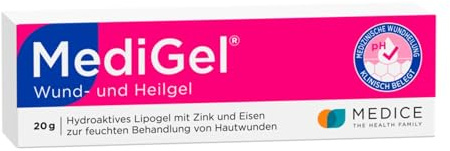 MediGel 20 g zur Wundheilung - bei akuten Wunden - reduziert die Narbenbildung - ohne Klebegefühl - Hydroaktives Lipogel mit Zink & Eisen
