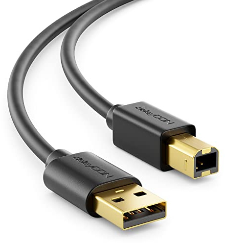 deleyCON 2m USB 2.0 Datenkabel Druckerkabel Scannerkabel - USB A-Stecker zu USB B-Stecker für Drucker Scanner Printer - Schwarz