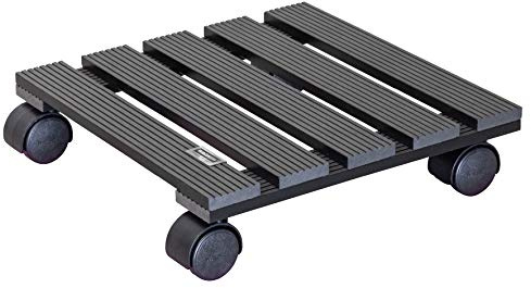 WAGNER Pflanzenroller WPC FSC® 29 x 29 x 8 cm I Blumenroller für Außenbereich + Innenbereich I Kübelroller aus FSC® Wood Plastic Composite, anthrazit I Tragkraft 60 kg - 20050001