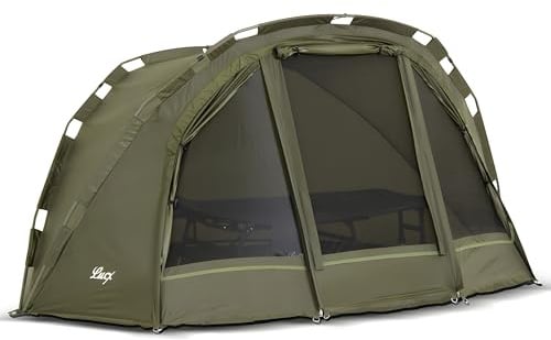 Lucx Puma Angelzelt 1 Mann - Bivvy Karpfenzelt mit herausnehmbarer Bodenplane, Moskitonetz & 10.000 mm Wassersäule - wasserdichtes Carp Dome Zelt inkl. Tragetasche
